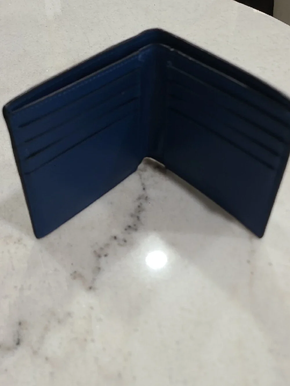 Coach Two-Tone Blue Leather Bifold Card & Key Holder
